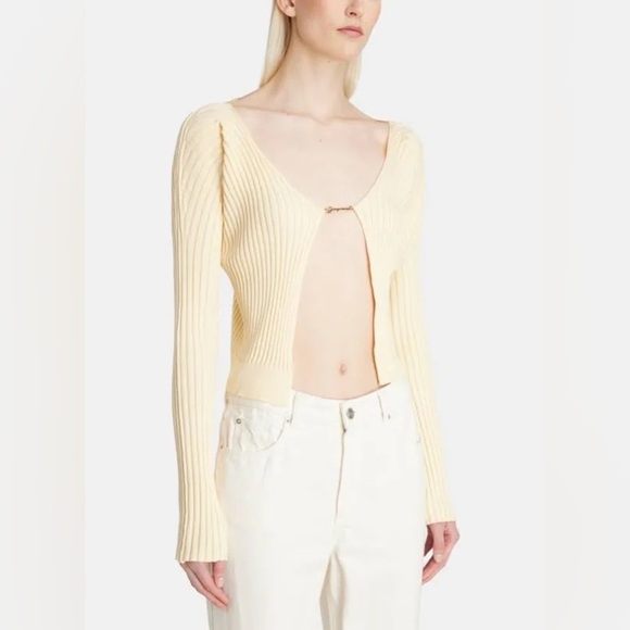 JACQUEMUS Yellow Cardigan Le Maille Pralu Longue Large 40 - Picture 2 of 13